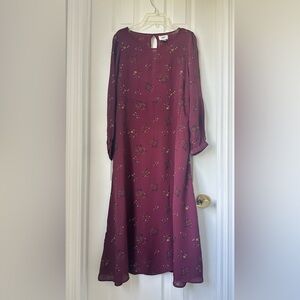 Old Navy Burgundy Floral Midi Dress